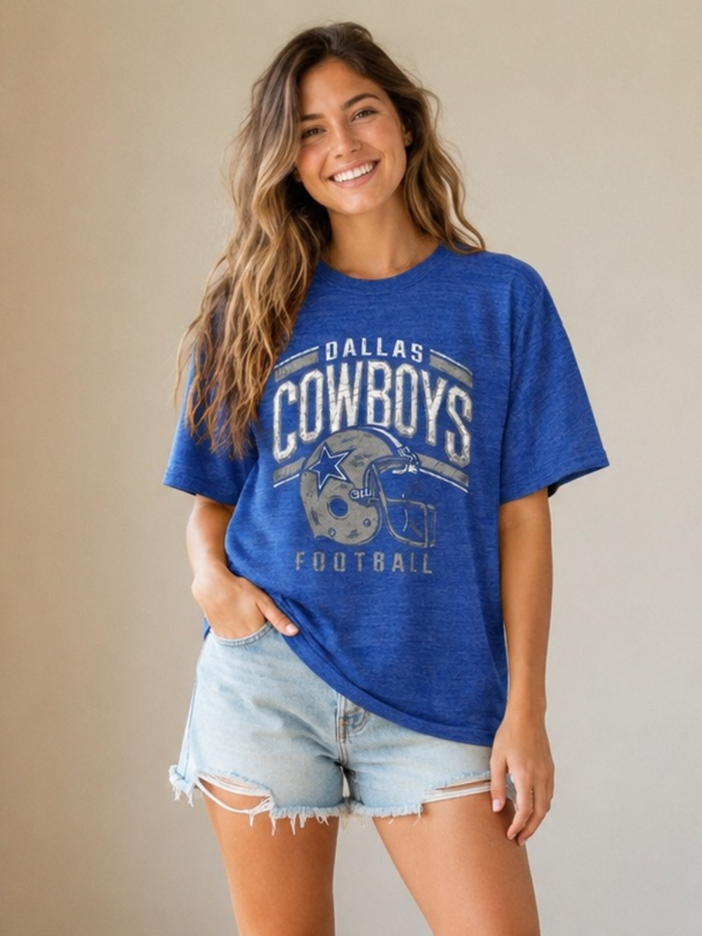 Dallas Cowboys Football Graphic T-Shirt Blue Heather Medium